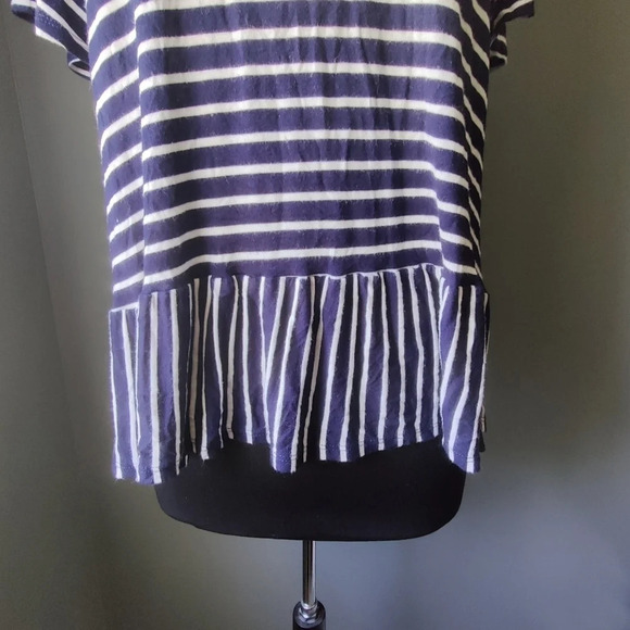 Anthropologie Pleione Striped Peplum Hem Top - Picture 4 of 5